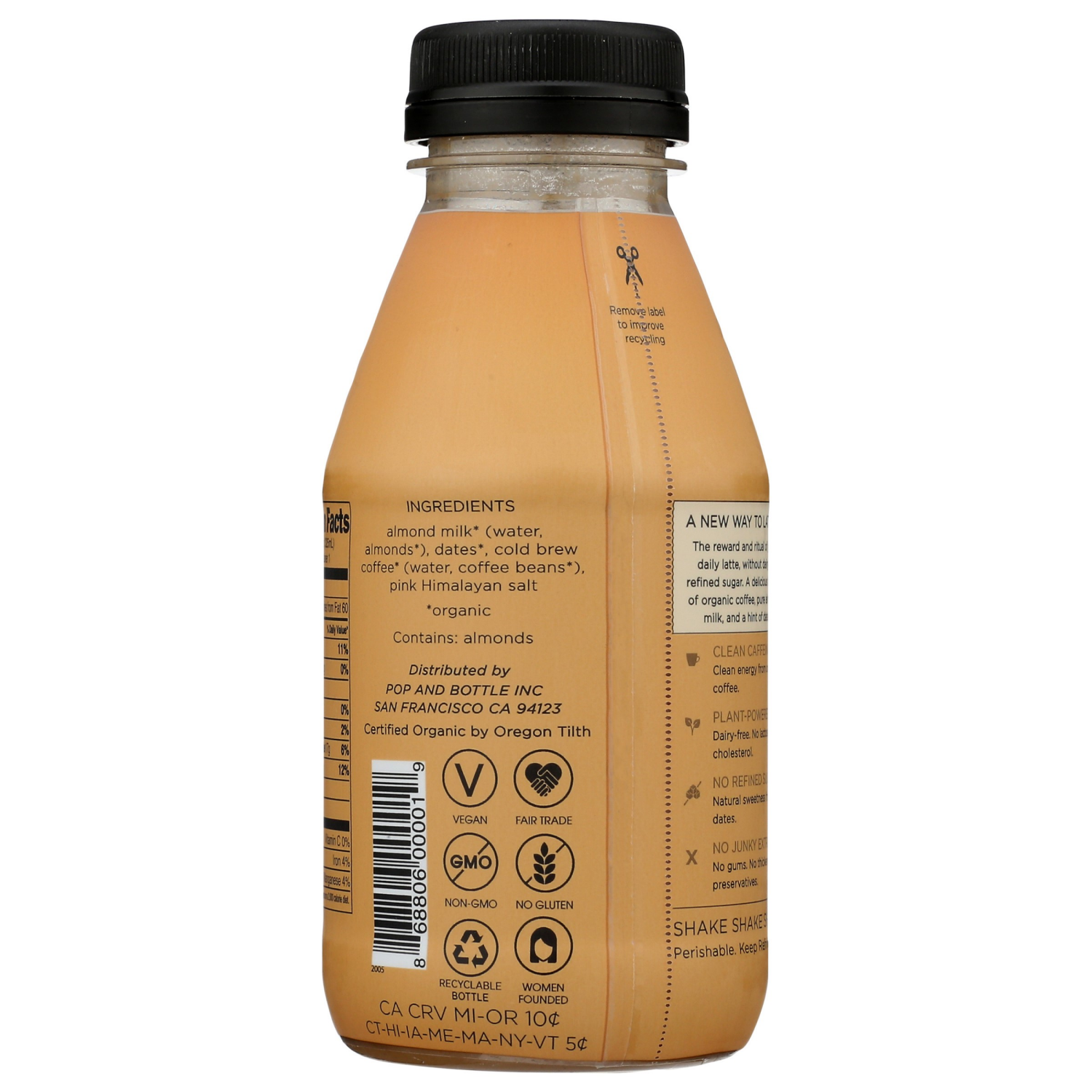 slide 2 of 3, Pop & Bottle Classic Cold Brew Almond Latte - 11 fl oz, 11 fl oz