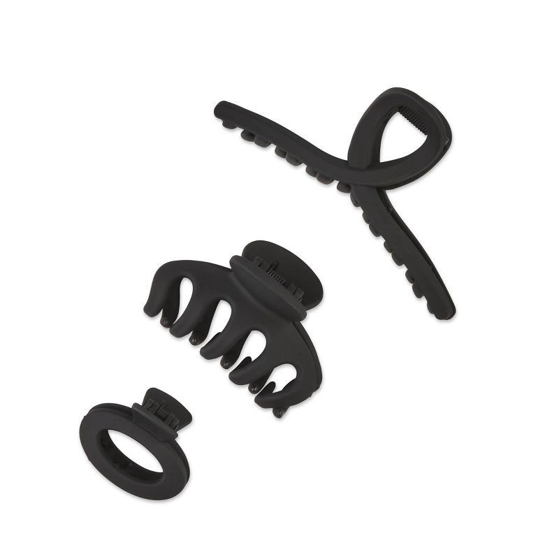 slide 2 of 8, scunci scünci Assorted Styles Claw Clips - Matte Black - All Hair - 3pcs, 3 ct