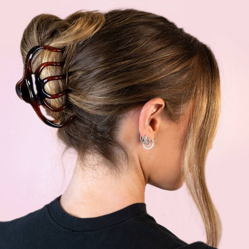 slide 2 of 7, scunci scünci Recycled Large Claw Clips - Matte Brown/Matte Black - Thick Hair - 2pcs, 2 ct