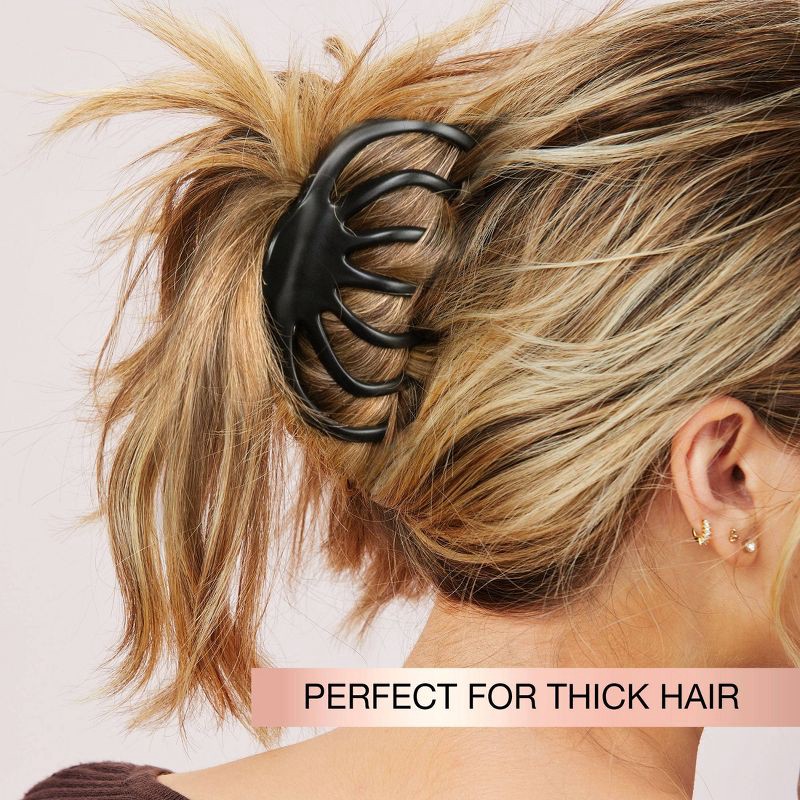 slide 3 of 7, scunci scünci Recycled Large Claw Clips - Matte Brown/Matte Black - Thick Hair - 2pcs, 2 ct