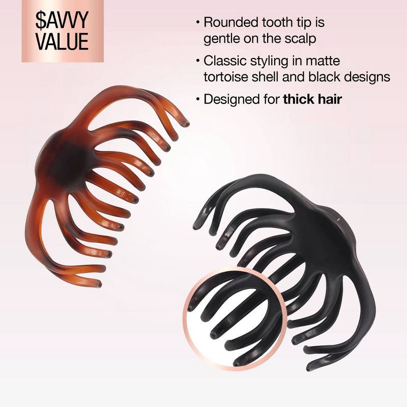 slide 5 of 7, scunci scünci Recycled Large Claw Clips - Matte Brown/Matte Black - Thick Hair - 2pcs, 2 ct