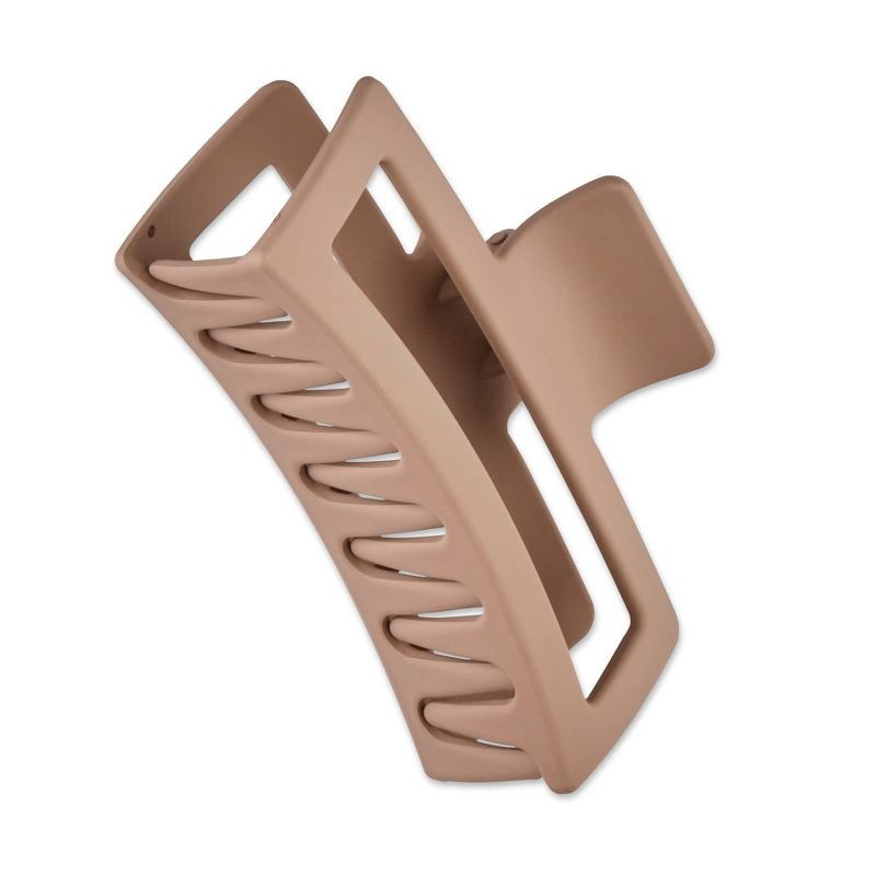 slide 2 of 7, scunci scünci Recycled Large Open Rectangle Claw Clip - Matte Beige - Thick Hair, 1 ct