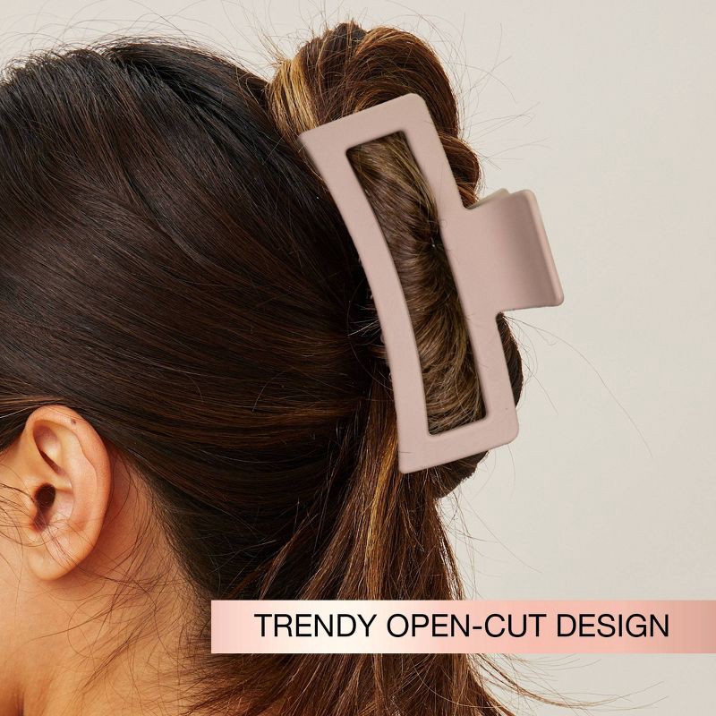 slide 5 of 8, scunci scünci Large Open Rectangle Claw Clip - Matte Blush - Thick Hair, 1 ct
