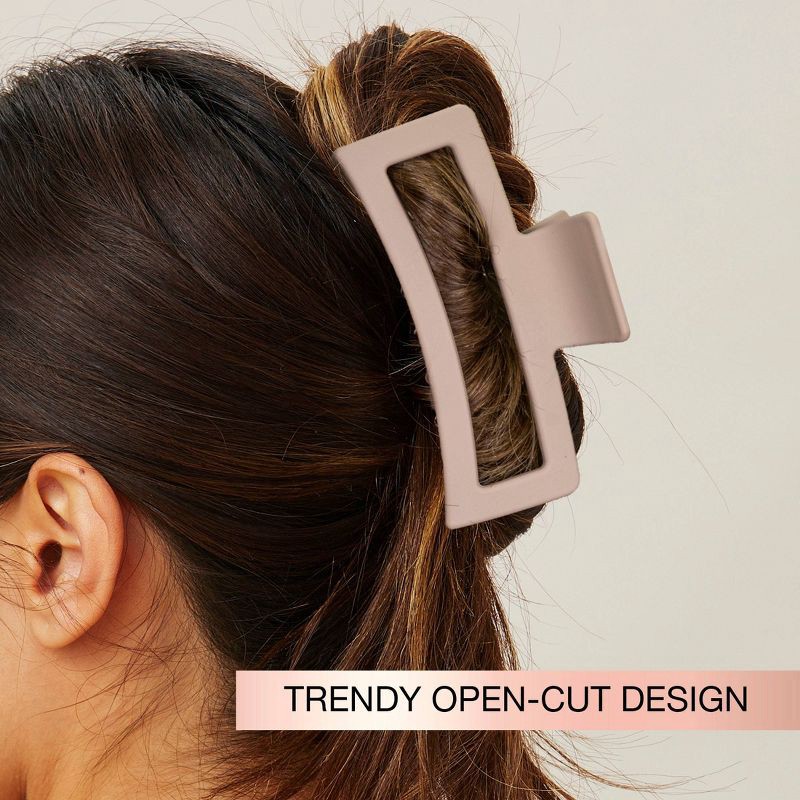 slide 6 of 7, scunci scünci Recycled Large Open Rectangle Claw Clip - Matte Beige - Thick Hair, 1 ct