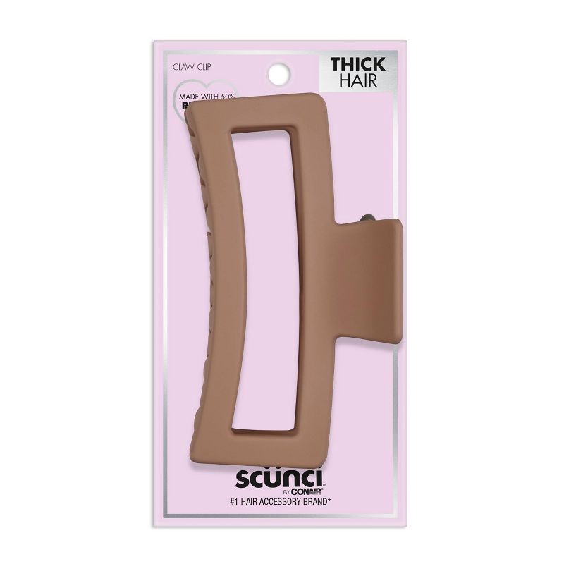 slide 1 of 7, scunci scünci Recycled Large Open Rectangle Claw Clip - Matte Beige - Thick Hair, 1 ct