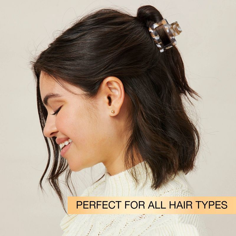 slide 6 of 9, scunci scünci Recycled Rectangle Claw Clips - Neutrals - All Hair - 3pcs, 3 ct