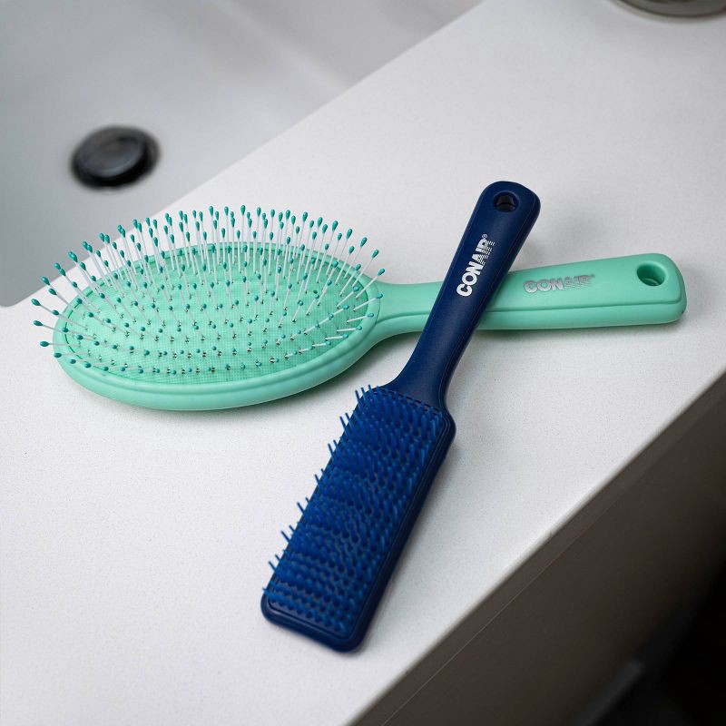 slide 2 of 6, Conair Detangle & Treatment Hair Brush Set - Navy/Teal - 2pk, 2 ct