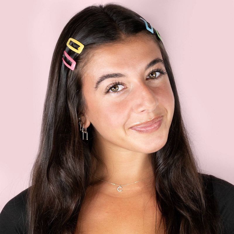 slide 2 of 5, scunci scünci Kids Square Glitter Snap Clips - Pastels - 10pcs, 10 ct