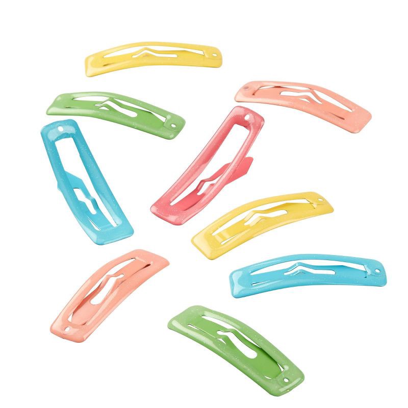 slide 4 of 5, scunci scünci Kids Square Glitter Snap Clips - Pastels - 10pcs, 10 ct