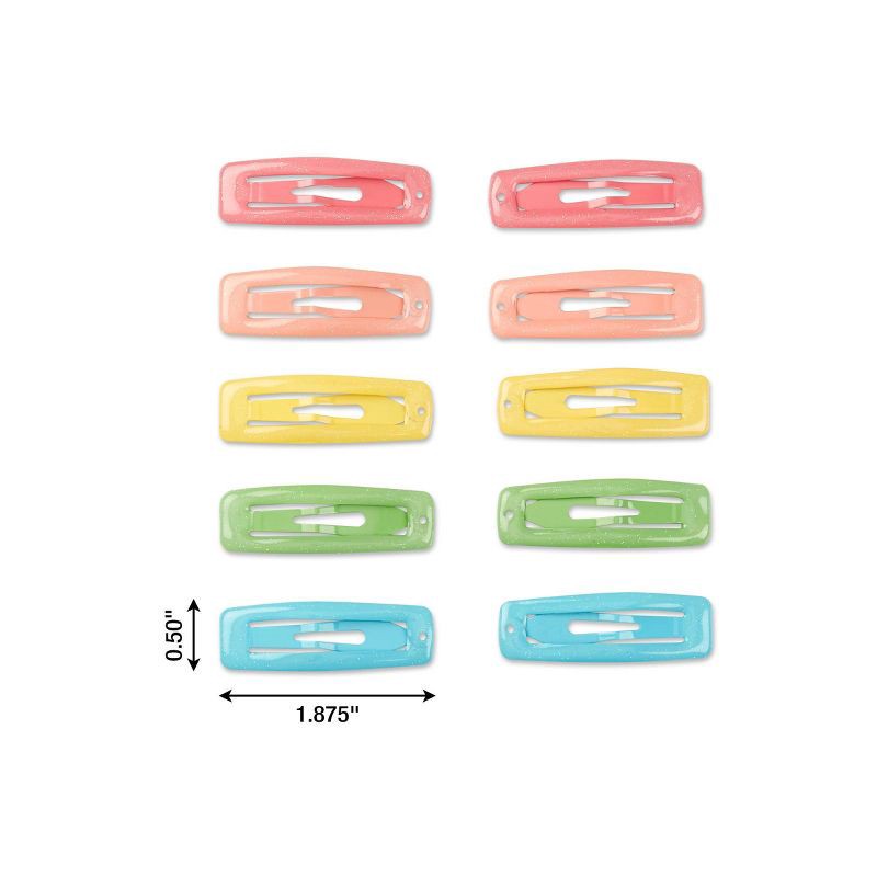 slide 5 of 5, scunci scünci Kids Square Glitter Snap Clips - Pastels - 10pcs, 10 ct