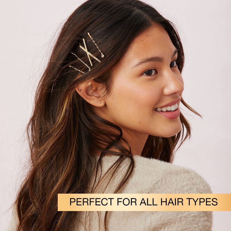 slide 3 of 7, scunci scünci Rhinestone and Pearl Embellished Metal Bobby Pins - All Hair - 20pcs, 20 ct