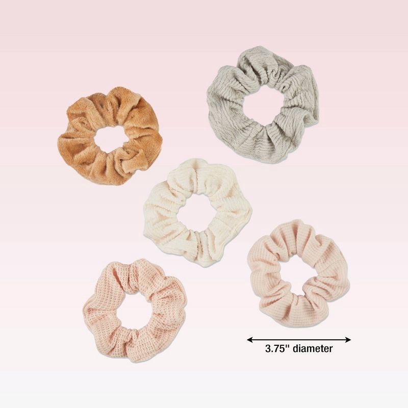 slide 6 of 6, scunci scünci No Damage Mixed Texture Scrunchies - Peach Tones - All Hair - 5pcs, 5 ct