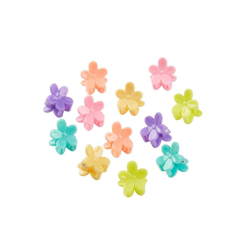 slide 3 of 5, scunci scünci Kids Floral Shaped Mini Claw Clips - Pastels -12pcs, 12 ct