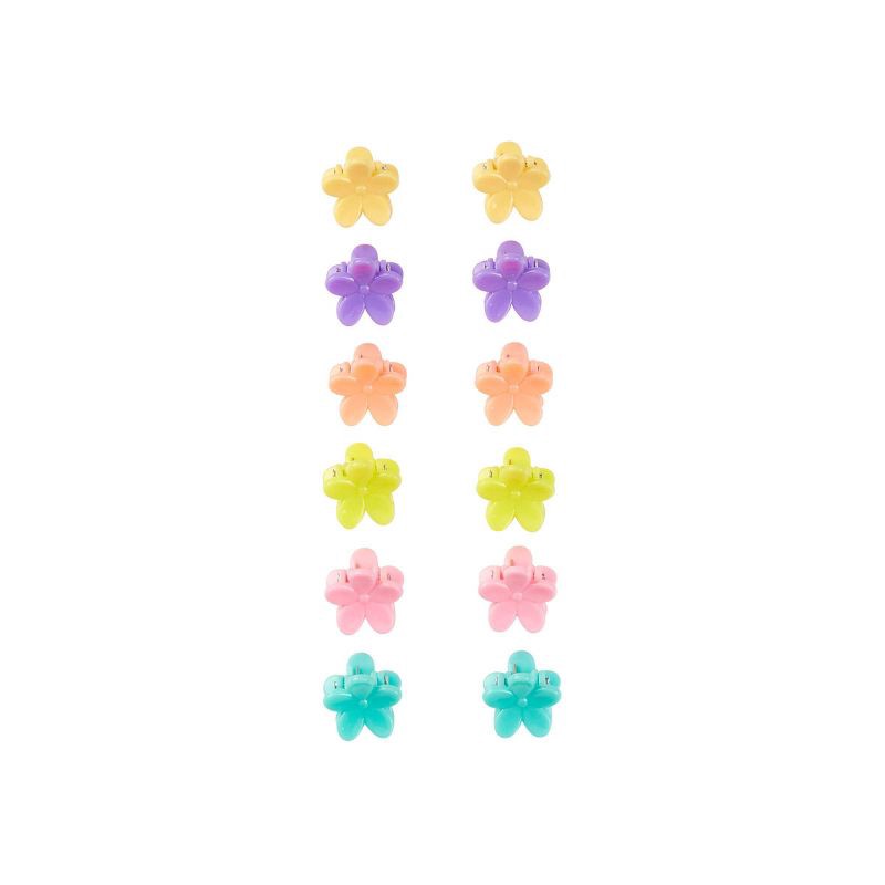 slide 4 of 5, scunci scünci Kids Floral Shaped Mini Claw Clips - Pastels -12pcs, 12 ct