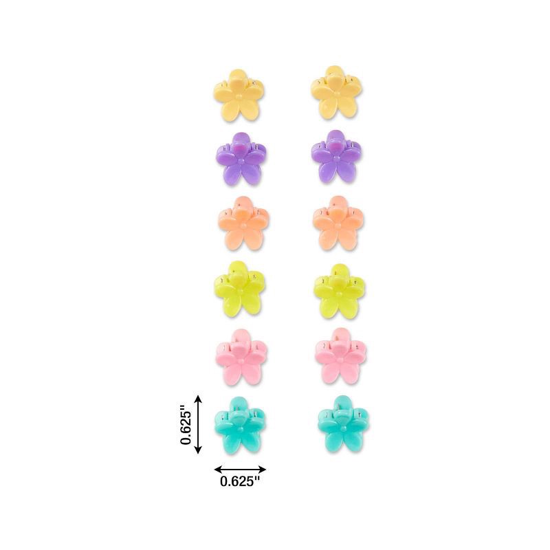 slide 5 of 5, scunci scünci Kids Floral Shaped Mini Claw Clips - Pastels -12pcs, 12 ct