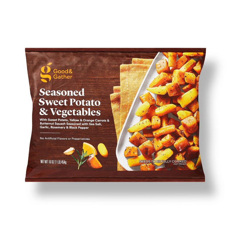 slide 1 of 3, Frozen Seasoned Sweet Potato and Vegetables - 16oz - Good & Gather™, 16 oz