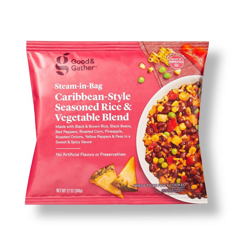 slide 1 of 3, Frozen Caribbean- Style Seasoned Rice & Vegetable Blend - 12oz - Good & Gather™, 12 oz