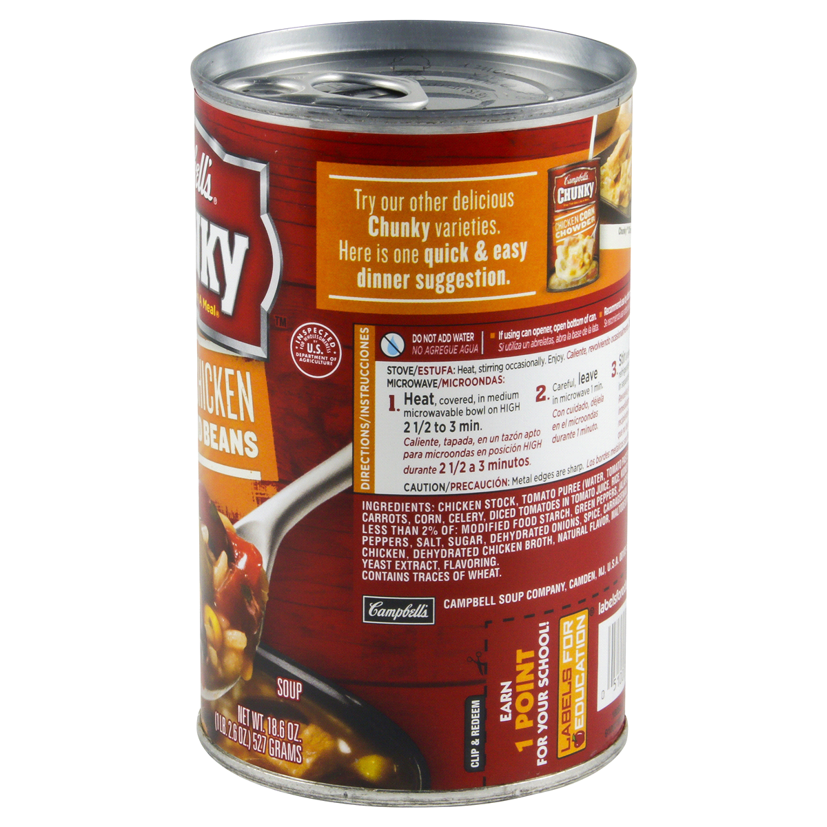 slide 6 of 8, Campbell's Chunky Fajita Chicken With Rice & Beans Soup, 18.6 oz