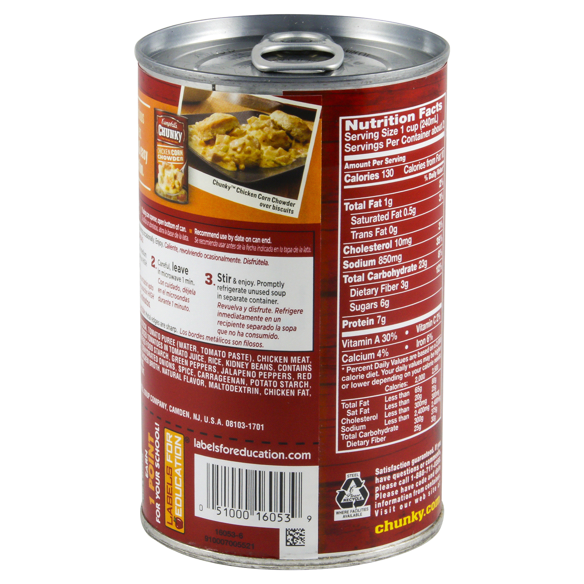 slide 7 of 8, Campbell's Chunky Fajita Chicken With Rice & Beans Soup, 18.6 oz