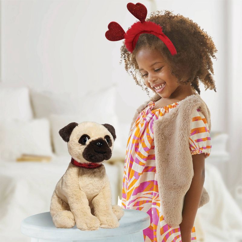 slide 2 of 9, FAO Schwarz 12" Sparklers Toy Plush Pug with Removable Red Heart Boppers, 1 ct