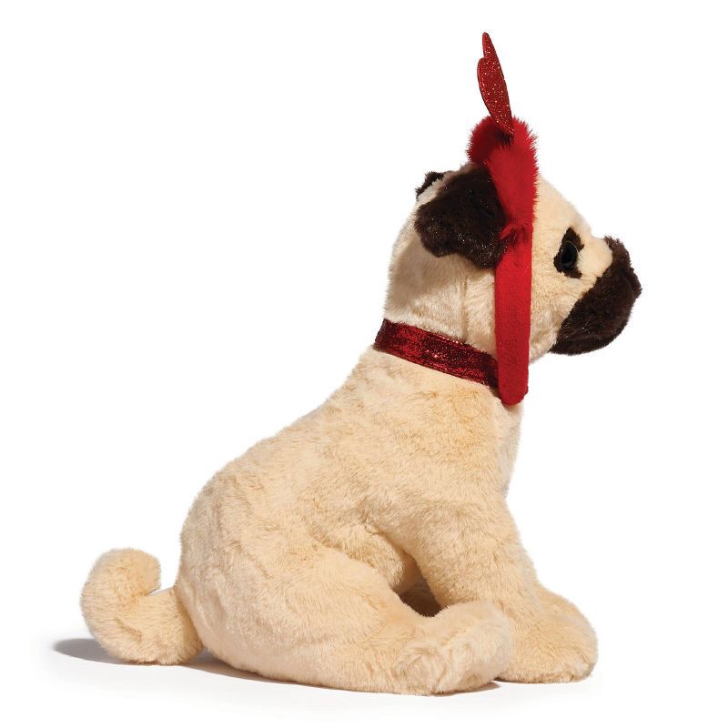 slide 3 of 9, FAO Schwarz 12" Sparklers Toy Plush Pug with Removable Red Heart Boppers, 1 ct