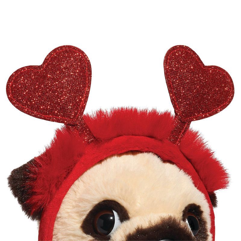 slide 7 of 9, FAO Schwarz 12" Sparklers Toy Plush Pug with Removable Red Heart Boppers, 1 ct