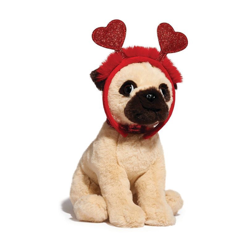slide 1 of 9, FAO Schwarz 12" Sparklers Toy Plush Pug with Removable Red Heart Boppers, 1 ct