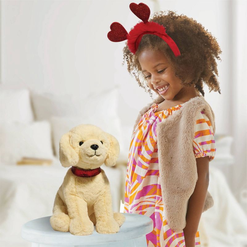 slide 2 of 9, FAO Schwarz 12" Sparklers Toy Plush Labrador with Removable Red Heart Boppers, 1 ct