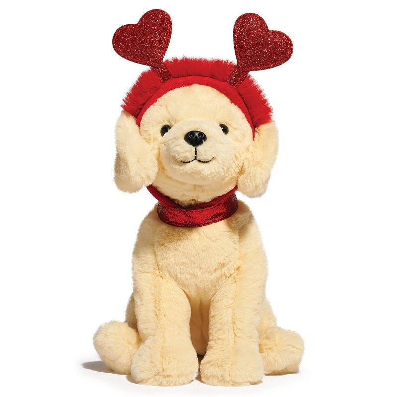 slide 6 of 9, FAO Schwarz 12" Sparklers Toy Plush Labrador with Removable Red Heart Boppers, 1 ct