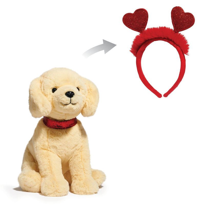 slide 9 of 9, FAO Schwarz 12" Sparklers Toy Plush Labrador with Removable Red Heart Boppers, 1 ct