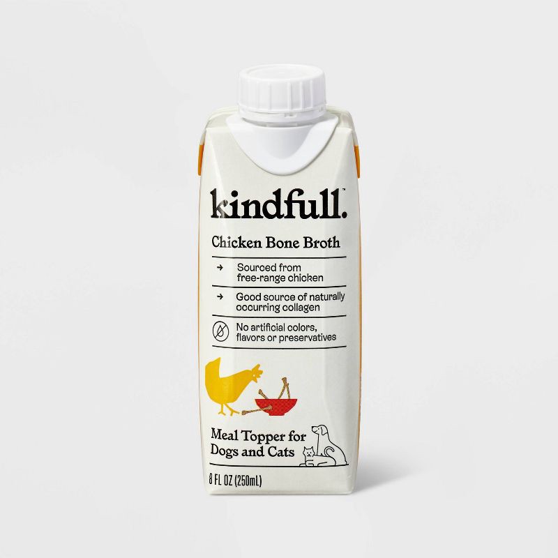 slide 1 of 1, Bone Broth Chicken Flavor Meal Topper For Dogs and Cats - 8oz - Kindfull, 8 oz