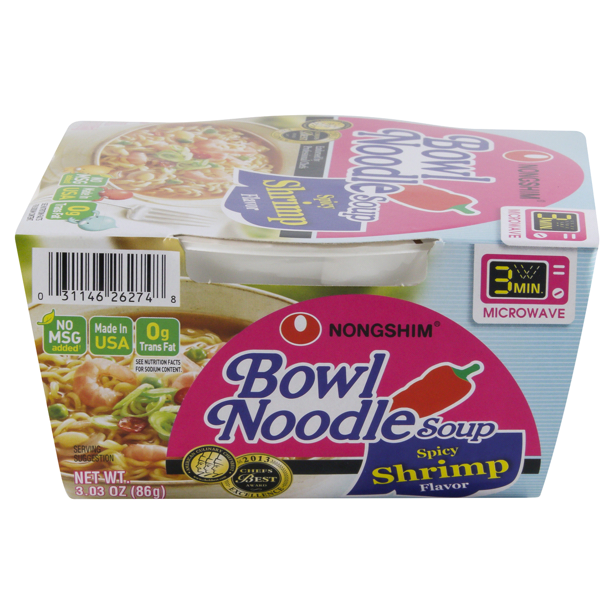 slide 2 of 3, Nongshim Spicy Shrimp Soup Microwavable Noodle Bowl - 3.03oz, 3.03 oz