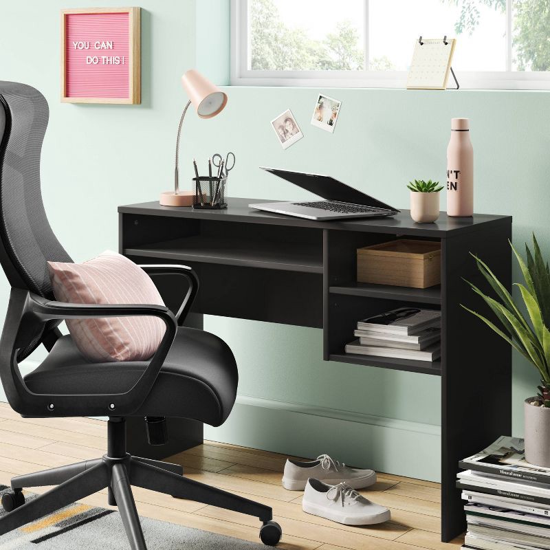 slide 2 of 7, Comfort Office Chair Black - Room Essentials™: Ergonomic, Adjustable, Mesh Back, 5-Wheel Base, 1 ct