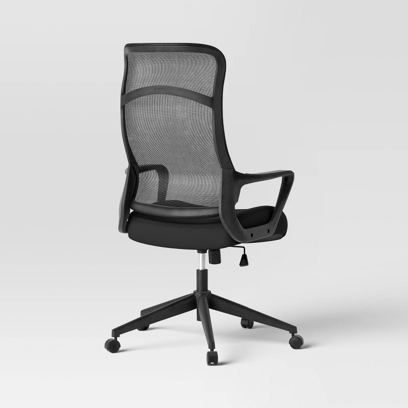 slide 4 of 7, Comfort Office Chair Black - Room Essentials™: Ergonomic, Adjustable, Mesh Back, 5-Wheel Base, 1 ct
