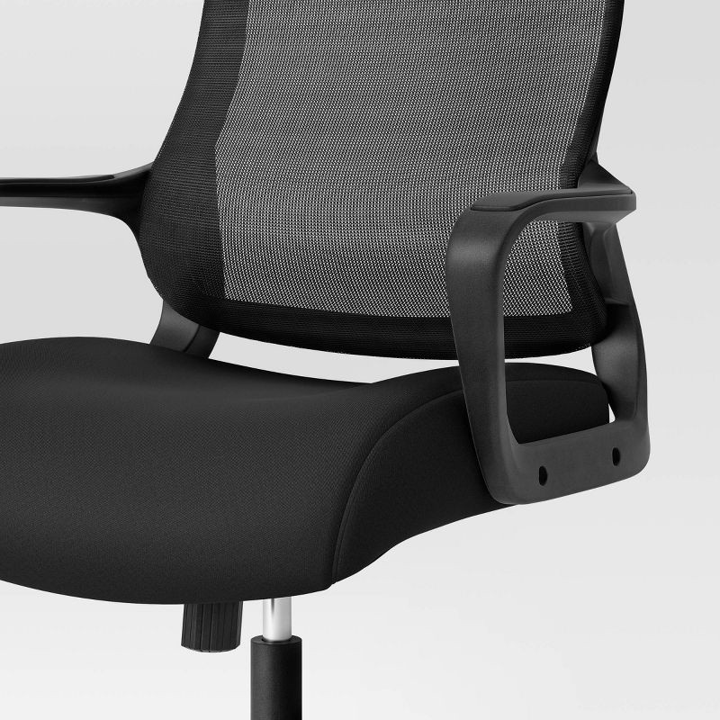 slide 5 of 7, Comfort Office Chair Black - Room Essentials™: Ergonomic, Adjustable, Mesh Back, 5-Wheel Base, 1 ct