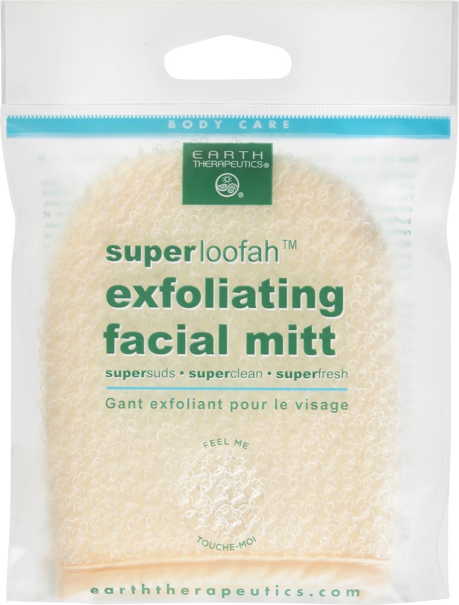 slide 7 of 9, Earth Therapeutics Loofah Facial Mit, 1 ct