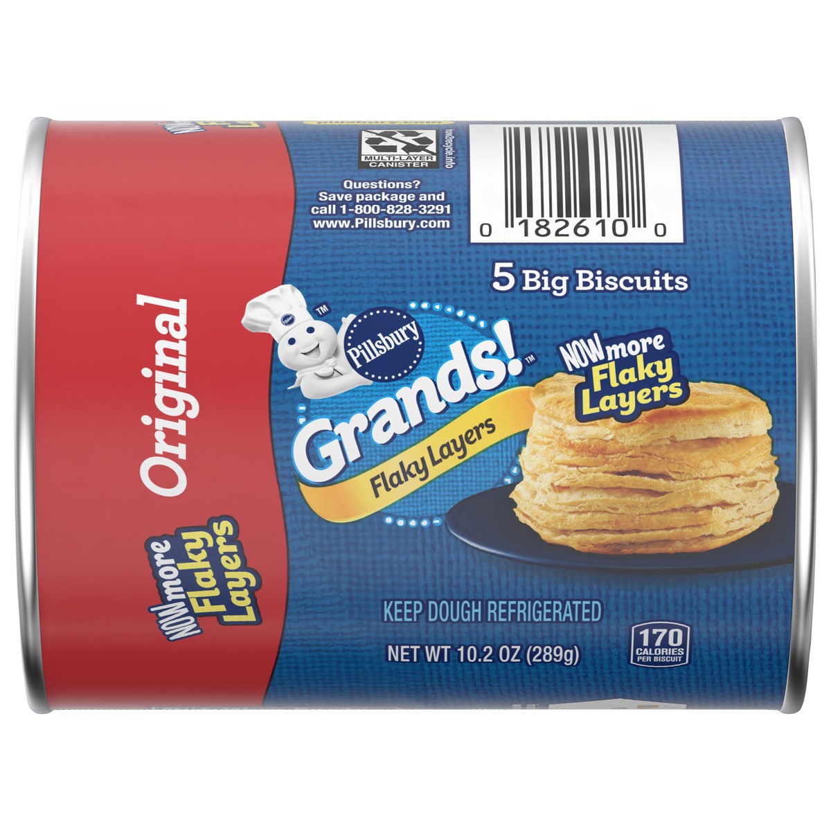 slide 1 of 1, Grands! Flaky Layers Biscuits, Original, 5 Ct, 10.2 oz, 5 ct