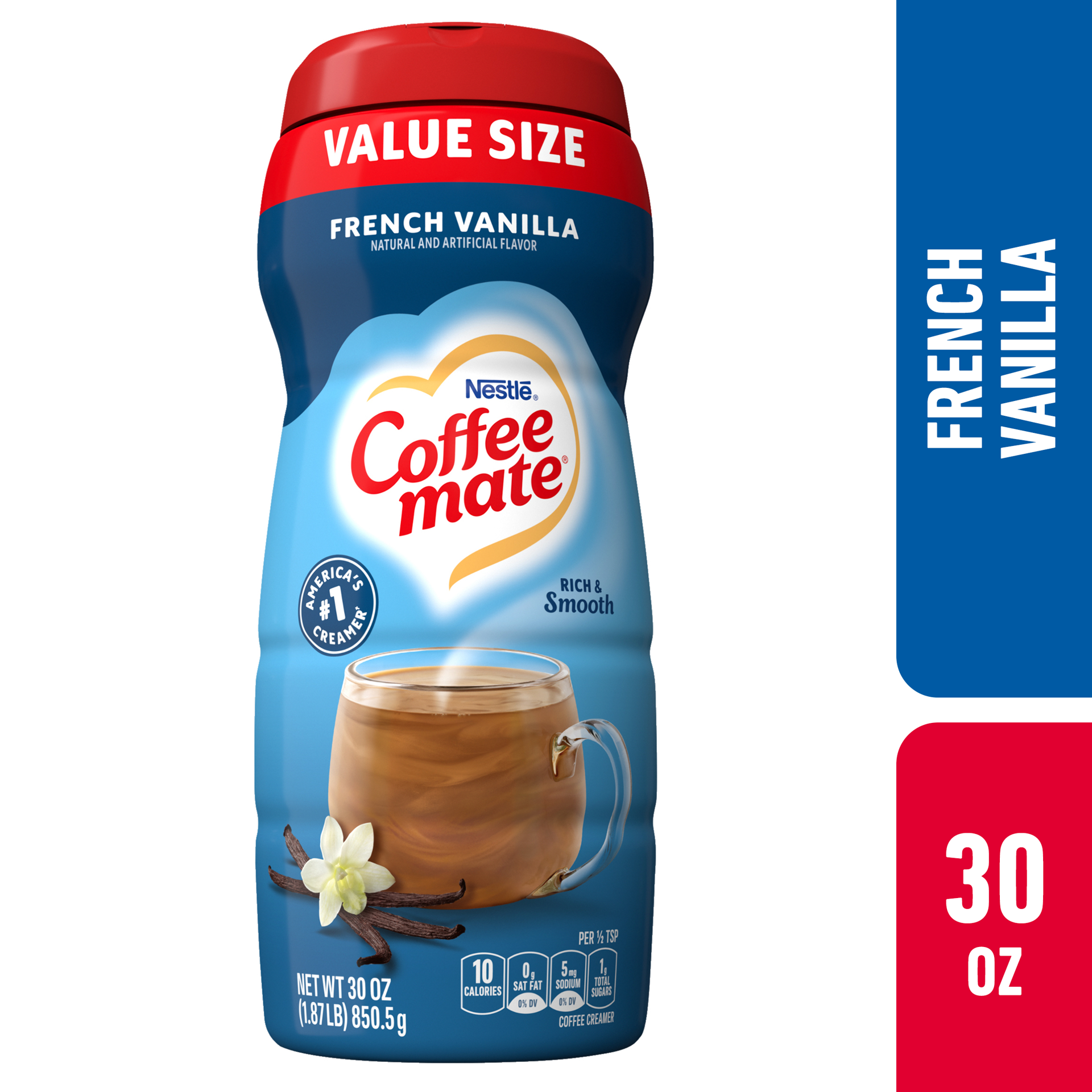 slide 1 of 9, Coffee mate French Vanilla Powder Coffee Creamer, 30 oz