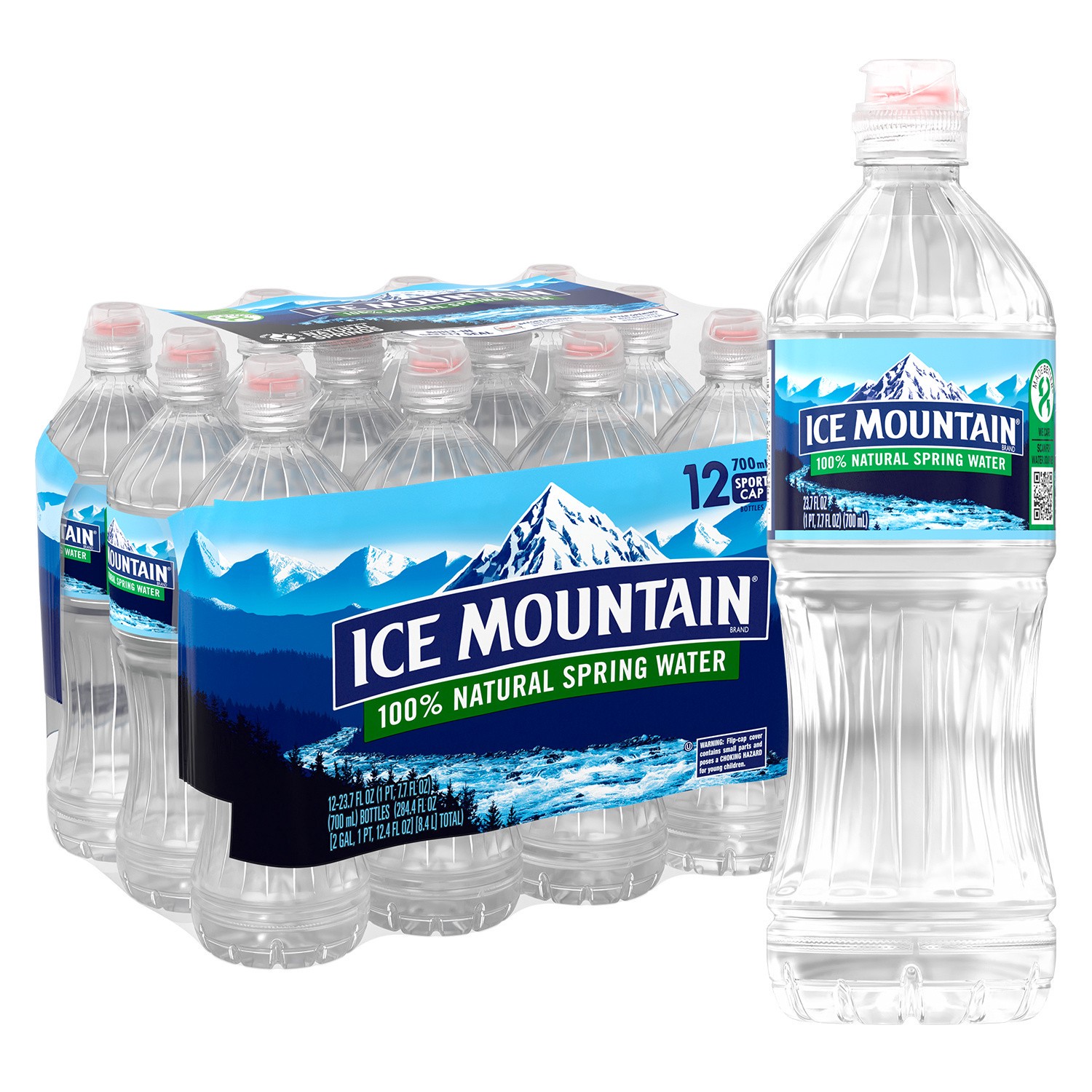 slide 2 of 5, ICE MOUNTAIN Brand 100% Natural Spring Water, plastic sport cap bottles (Pack of 12) - 23.7 oz, 23.7 oz