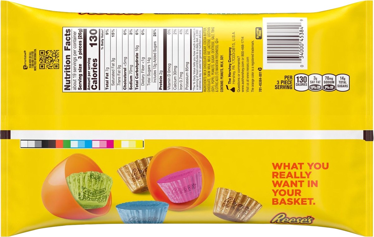 slide 2 of 3, Reese's Miniatures Milk Chocolate Peanut Butter Cups, Easter Candy Bag, 17.1 oz, 17.1 oz