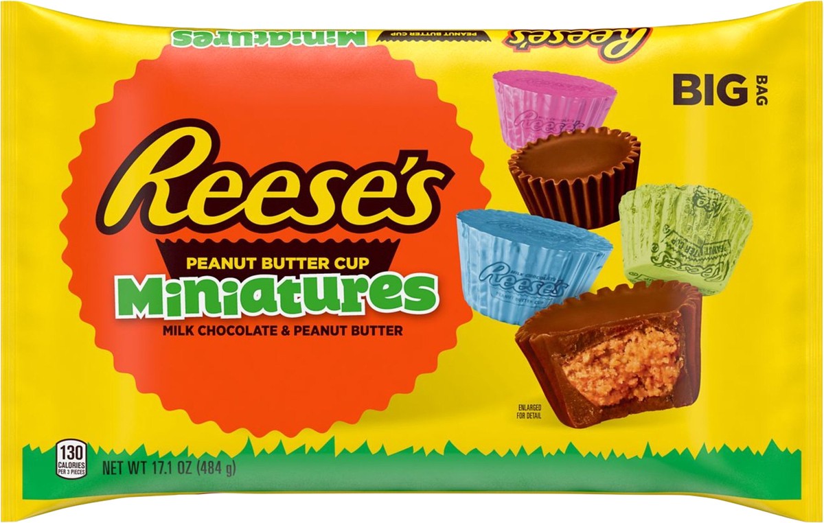 slide 3 of 3, Reese's Miniatures Milk Chocolate Peanut Butter Cups, Easter Candy Bag, 17.1 oz, 17.1 oz