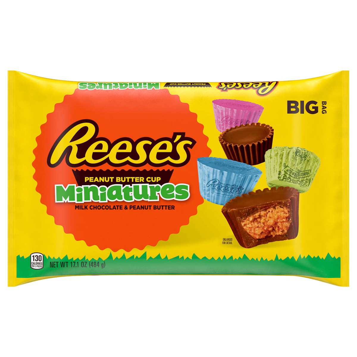 slide 1 of 3, REESE'S Miniatures Milk Chocolate Peanut Butter Cups, Easter Candy Bag, 17.1 oz, 17.1 oz