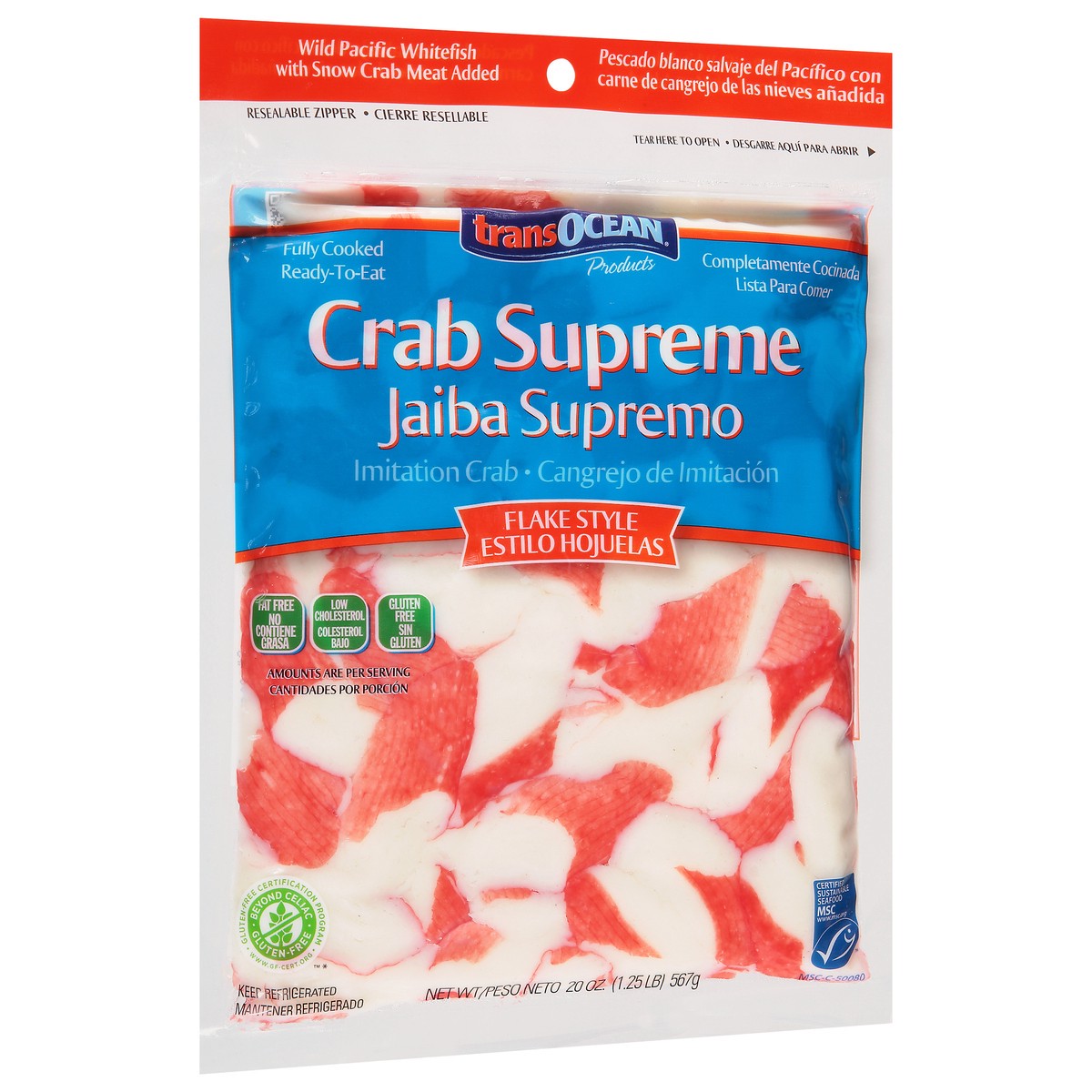 slide 2 of 9, Trans-Ocean Crab Supreme Flake Style Imitation Crab 20 oz, 20 oz