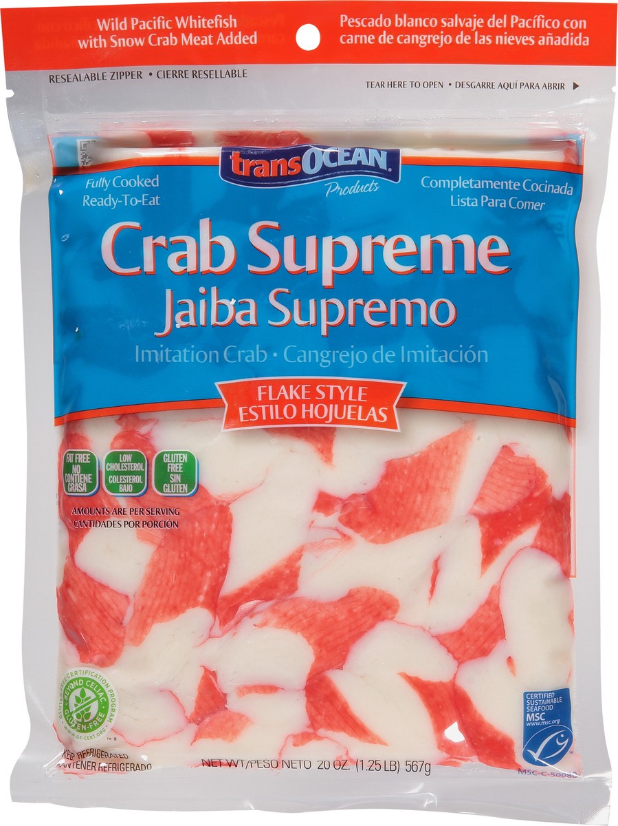 slide 6 of 9, Trans-Ocean Crab Supreme Flake Style Imitation Crab 20 oz, 20 oz