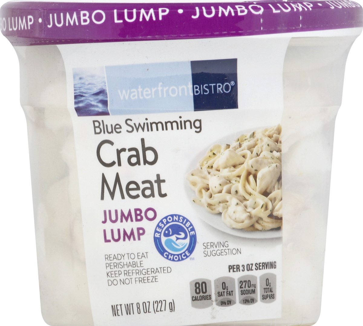 slide 6 of 9, Waterfront Bistro Blue Swimming Jumbo Lump Crab Meat 8 oz, 8 oz