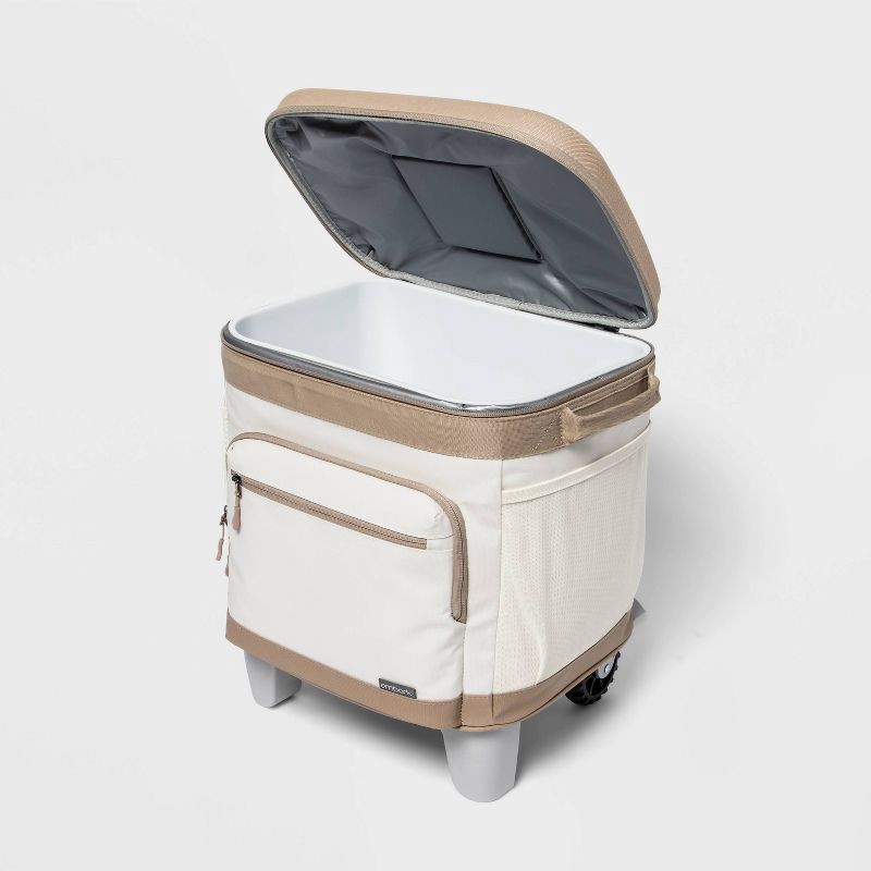 slide 2 of 4, Soft Sided 26qt Roller Cooler Tan - Embark™, 26 qt