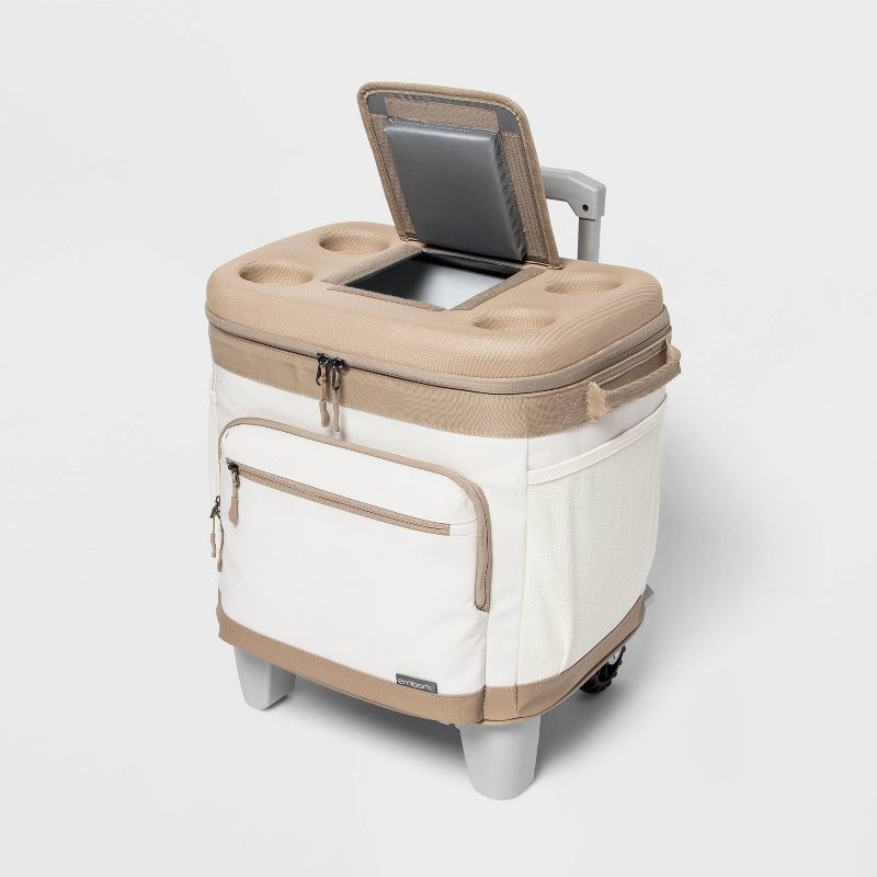 slide 3 of 4, Soft Sided 26qt Roller Cooler Tan - Embark™, 26 qt