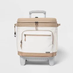 Soft Sided 26qt Roller Cooler Tan - Embark™: Rolling Cooler with Retractable Handle