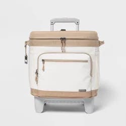 Soft Sided 26qt Roller Cooler Tan - Embark™: Rolling Cooler with Retractable Handle