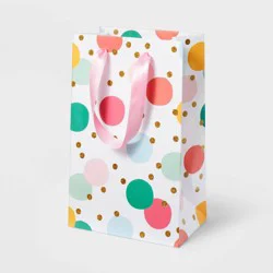 Glitter Dots Birthday X-Small Gift Bag - Spritz™: Small Multi-Colored Polka Dot Party Bag, 8.375" x 5.25" x 3.25"